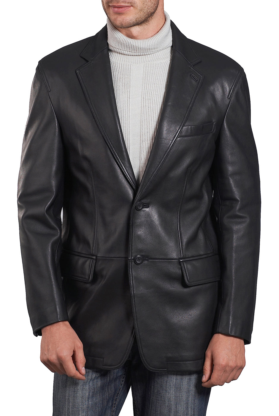 BGSD Monogram Collection Men New Zealand Lambskin Leather Blazer