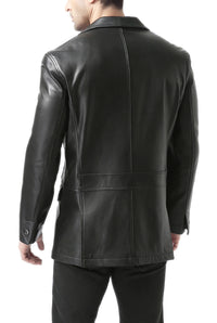 BGSD Men Grant Two-Button Leather Blazer