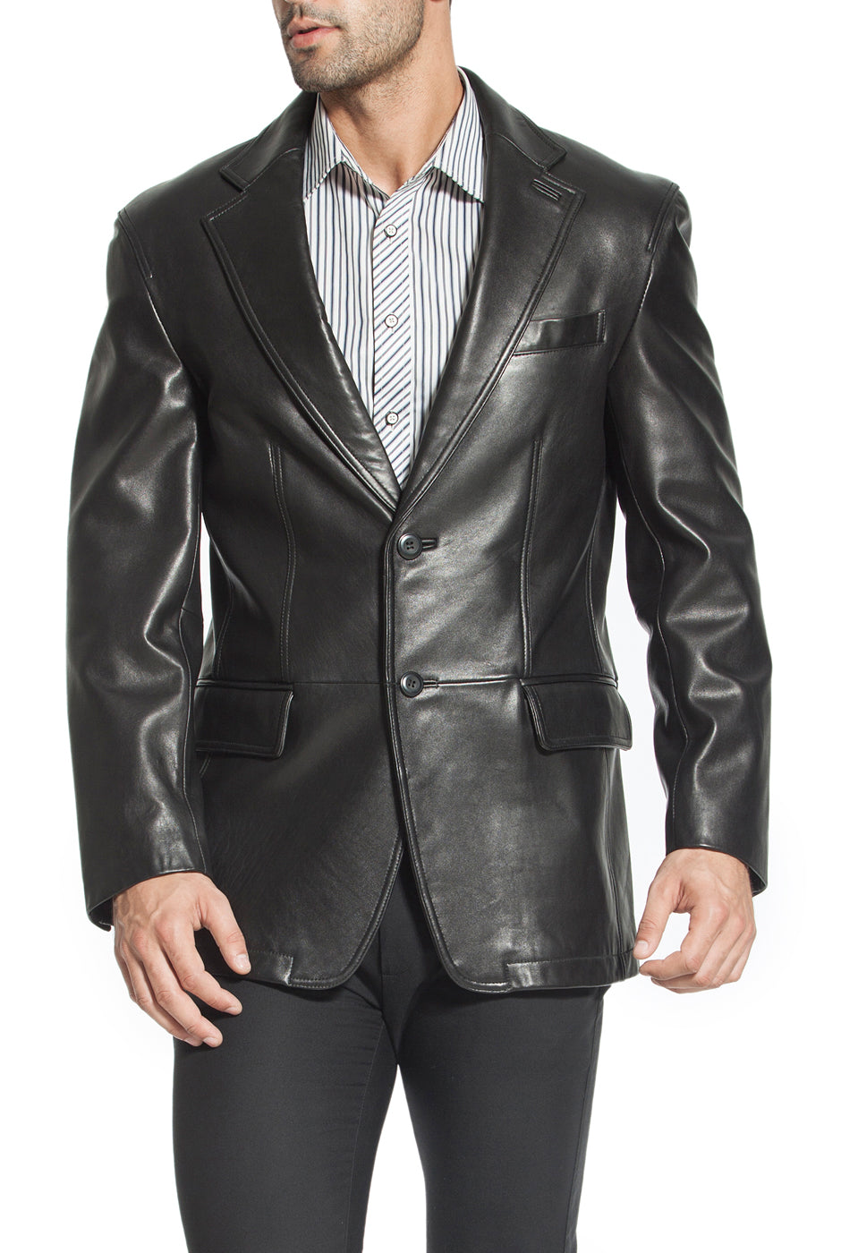 BGSD Monogram Collection Men New Zealand Lambskin Leather Blazer