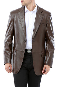 BGSD Monogram Collection Men 2-Button Lambskin Leather Blazer