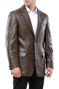 BGSD Monogram Collection Men 2-Button Lambskin Leather Blazer