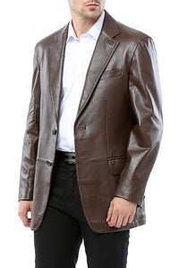 BGSD Monogram Collection Men 2-Button Lambskin Leather Blazer