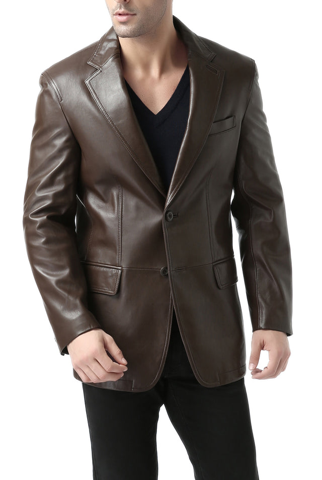 BGSD Monogram Collection Men 2-Button Lambskin Leather Blazer