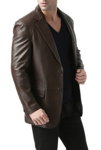 BGSD Monogram Collection Men 2-Button Lambskin Leather Blazer