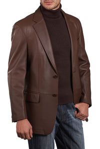 BGSD Monogram Collection Men 2-Button Lambskin Leather Blazer