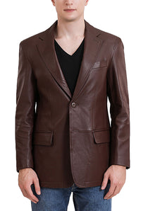 BGSD Monogram Collection Men 2-Button Lambskin Leather Blazer