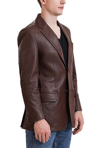 BGSD Monogram Collection Men 2-Button Lambskin Leather Blazer