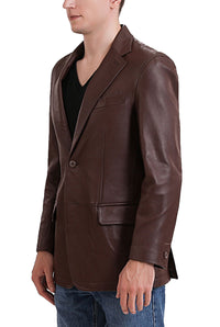 BGSD Monogram Collection Men 2-Button Lambskin Leather Blazer