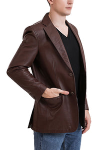 BGSD Monogram Collection Men 2-Button Lambskin Leather Blazer