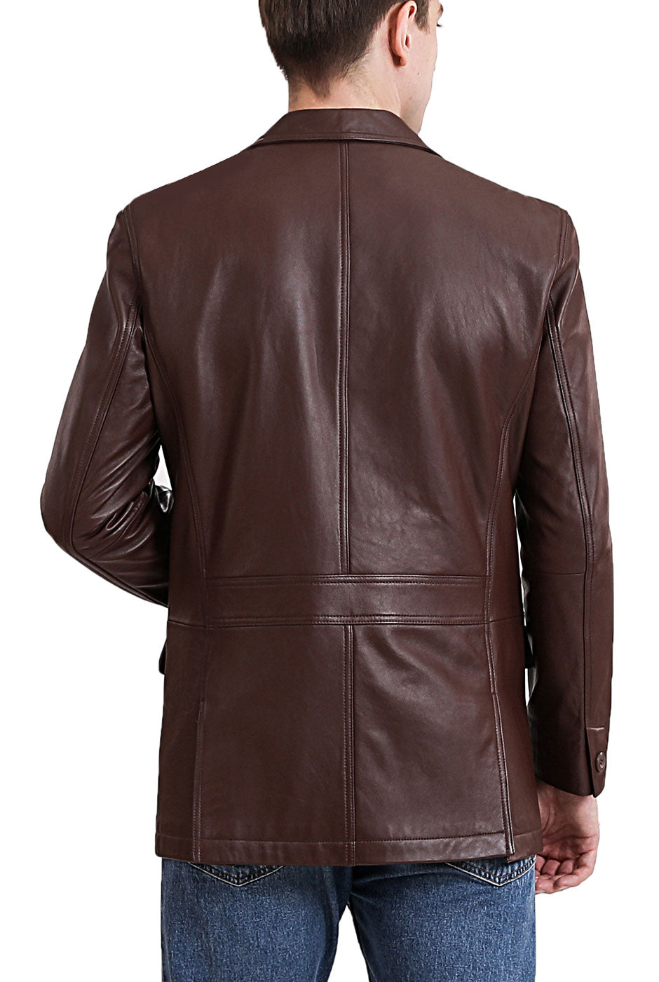 BGSD Monogram Collection Men 2-Button Lambskin Leather Blazer