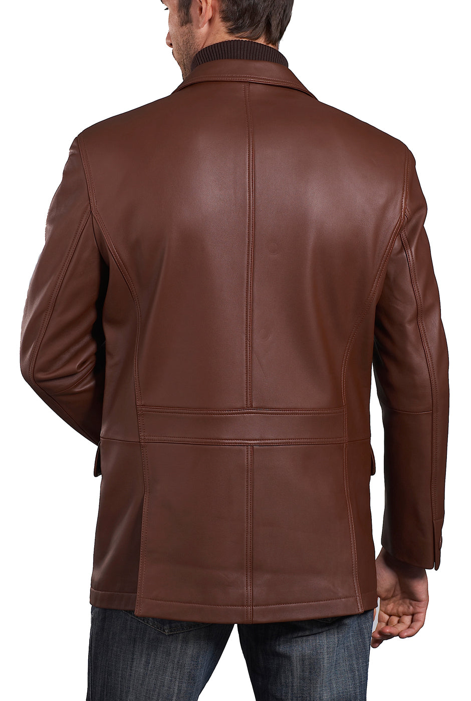 BGSD Men Grant Two-Button Leather Blazer