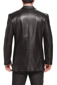 BGSD Monogram Collection Men Peaked Lapel 2-Button Lambskin Leather Blazer