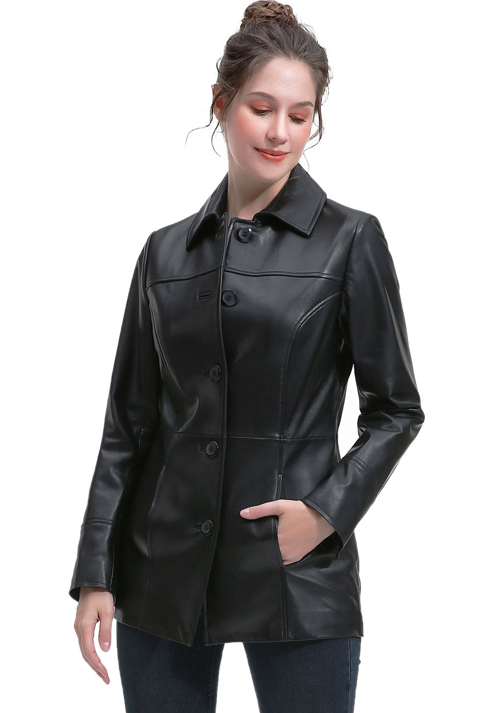 BGSD Women Sofia Lambskin Leather Coat