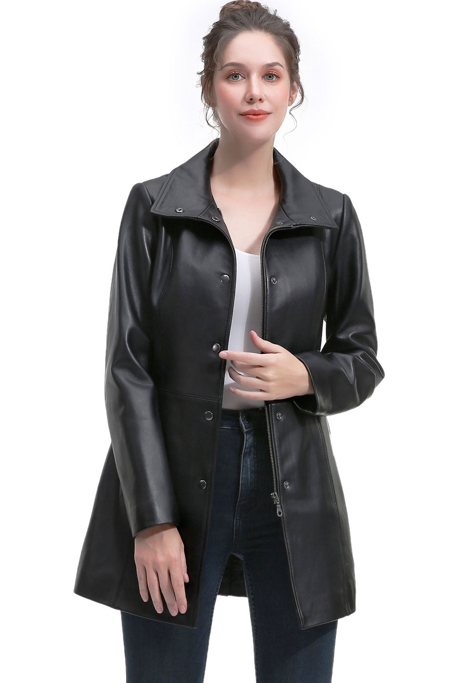 BGSD Women Rosie Lambskin Leather Coat