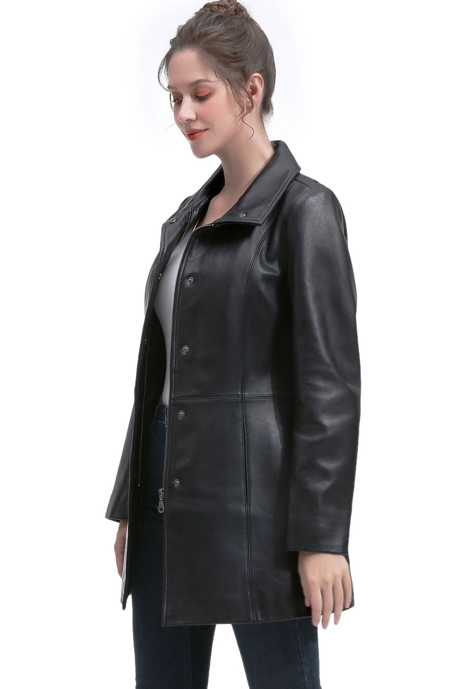 BGSD Women Rosie Lambskin Leather Coat