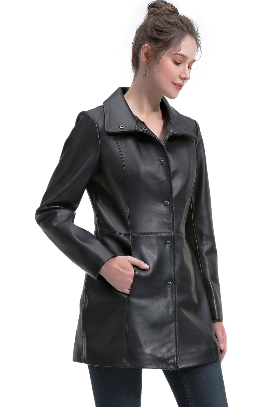 BGSD Women Rosie Lambskin Leather Coat