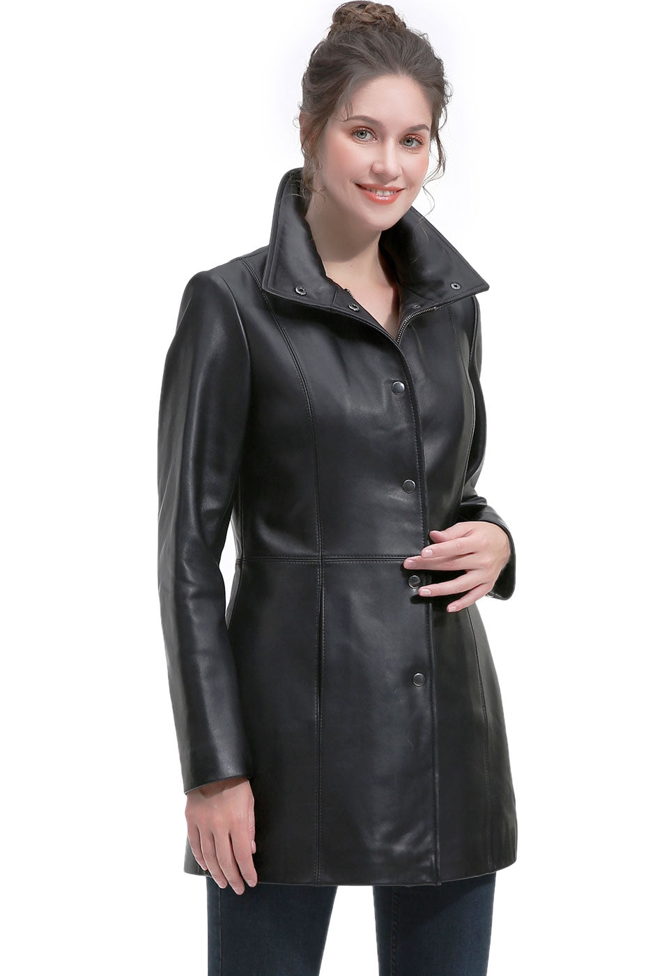 BGSD Women Rosie Lambskin Leather Coat