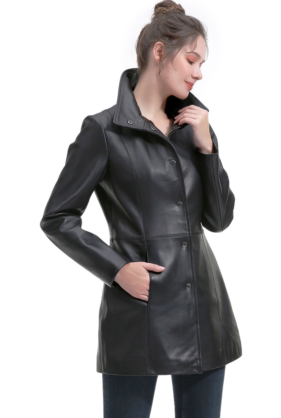 BGSD Women Rosie Lambskin Leather Coat