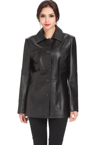 BGSD Women Megan Lambskin Leather Car Coat