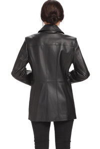 BGSD Women Megan Lambskin Leather Car Coat