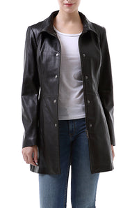 BGSD Women Jocelyn Lambskin Leather Car Coat