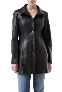 BGSD Women Jocelyn Lambskin Leather Car Coat