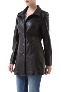 BGSD Women Jocelyn Lambskin Leather Car Coat