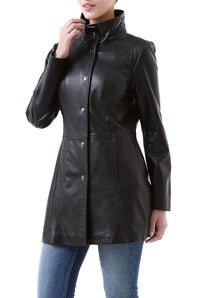 BGSD Women Jocelyn Lambskin Leather Car Coat