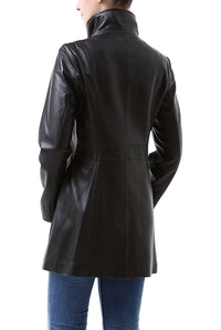 BGSD Women Jocelyn Lambskin Leather Car Coat