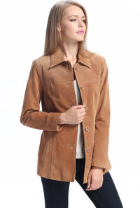 BGSD Women Anna Suede Leather Car Coat