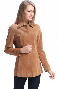 BGSD Women Anna Suede Leather Car Coat