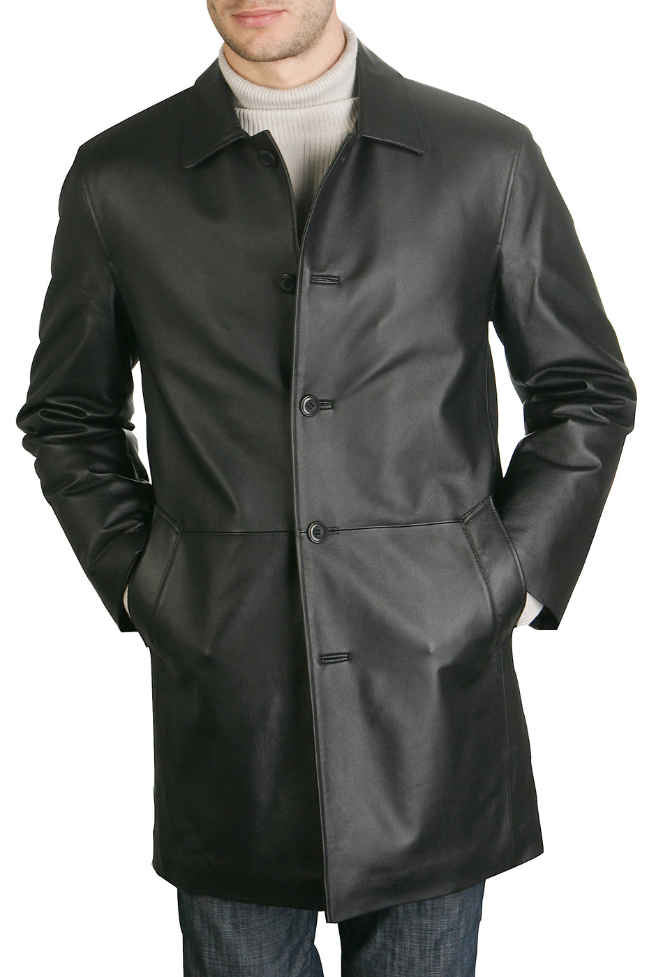 BGSD Monogram Collection Men Lambskin Leather Car Coat