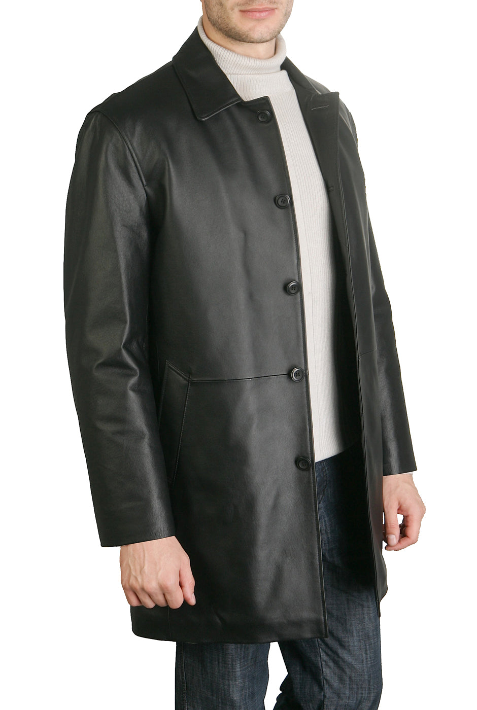 BGSD Monogram Collection Men Lambskin Leather Car Coat