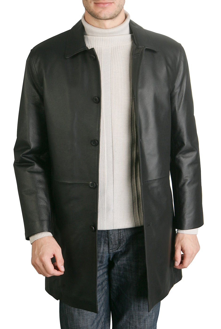 BGSD Monogram Collection Men Lambskin Leather Car Coat