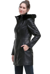 BGSD Women Greta Lambskin Leather Parka Coat