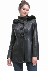 BGSD Women Flora Lambskin Leather Toggle Coat