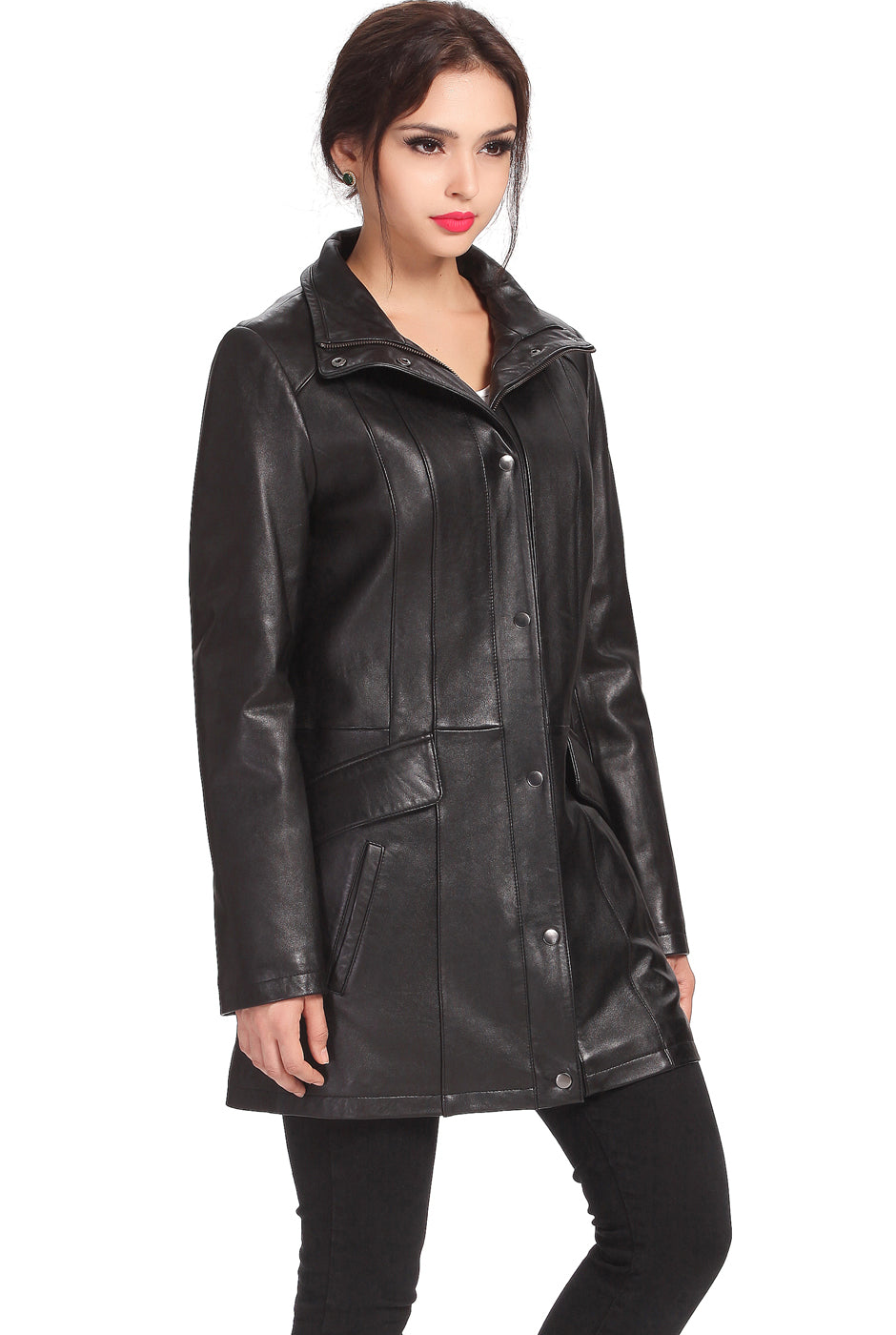 BGSD Women Rachel Lambskin Leather Coat