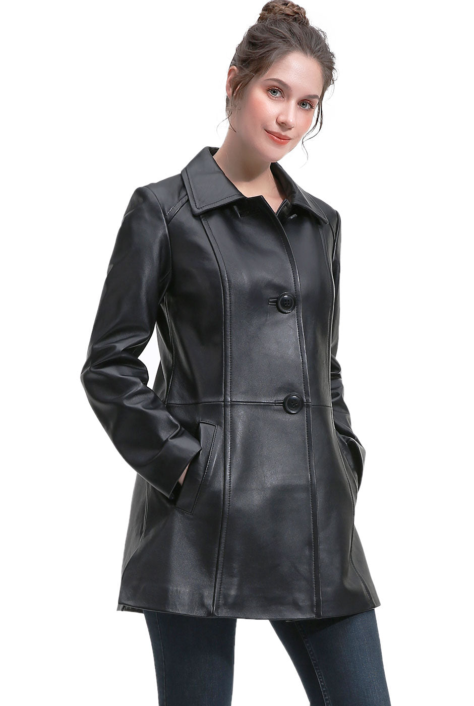 BGSD Women Marah Lambskin Leather Coat