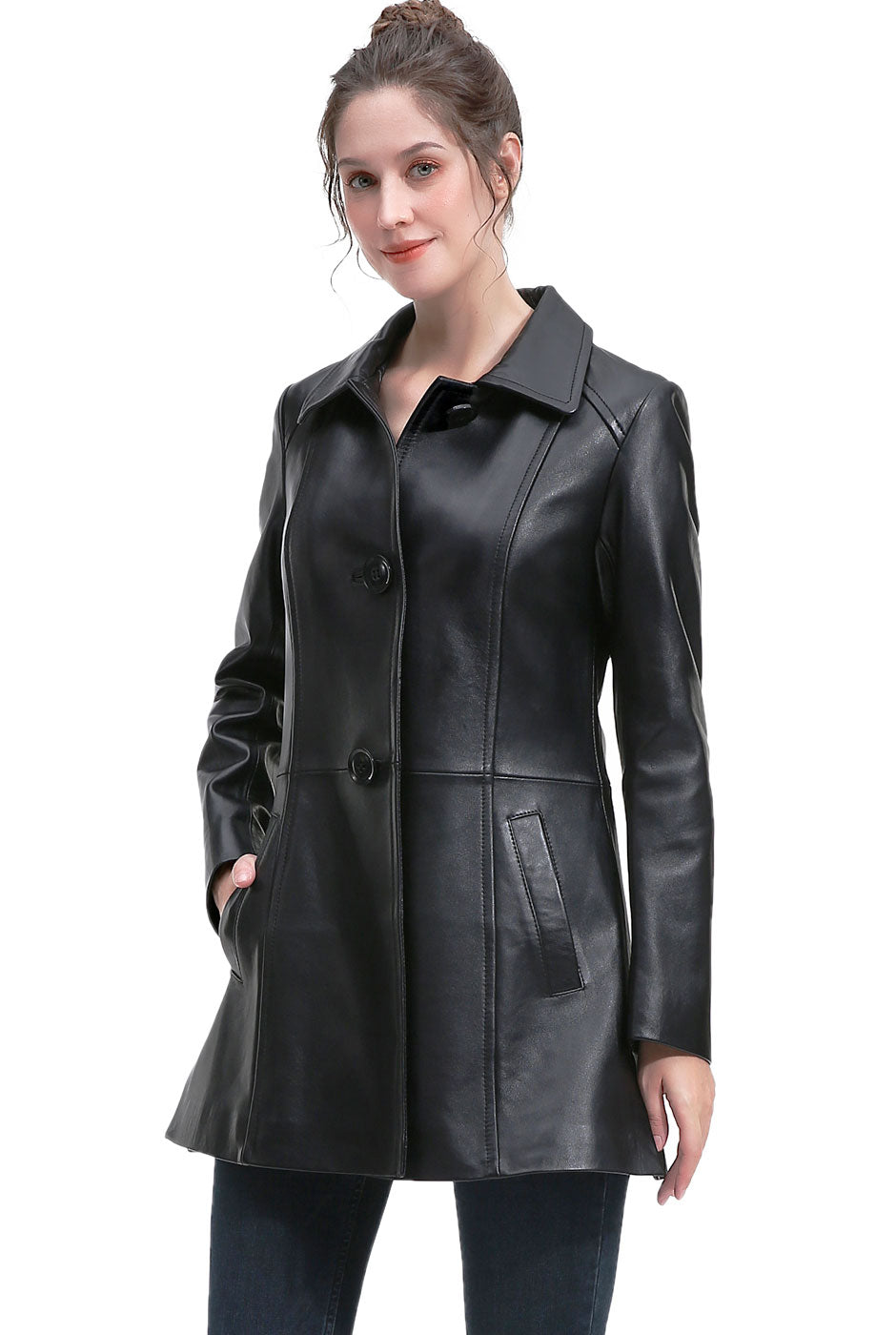 BGSD Women Marah Lambskin Leather Coat