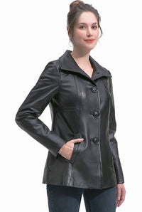 BGSD Women Pearl Lambskin Leather Jacket