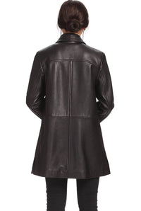 BGSD Women Hannah Lambskin Leather A-Line Coat