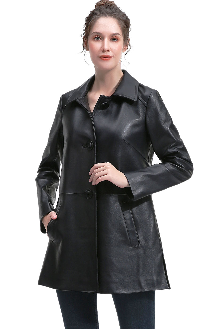 BGSD Women Yeira Lambskin Leather Coat