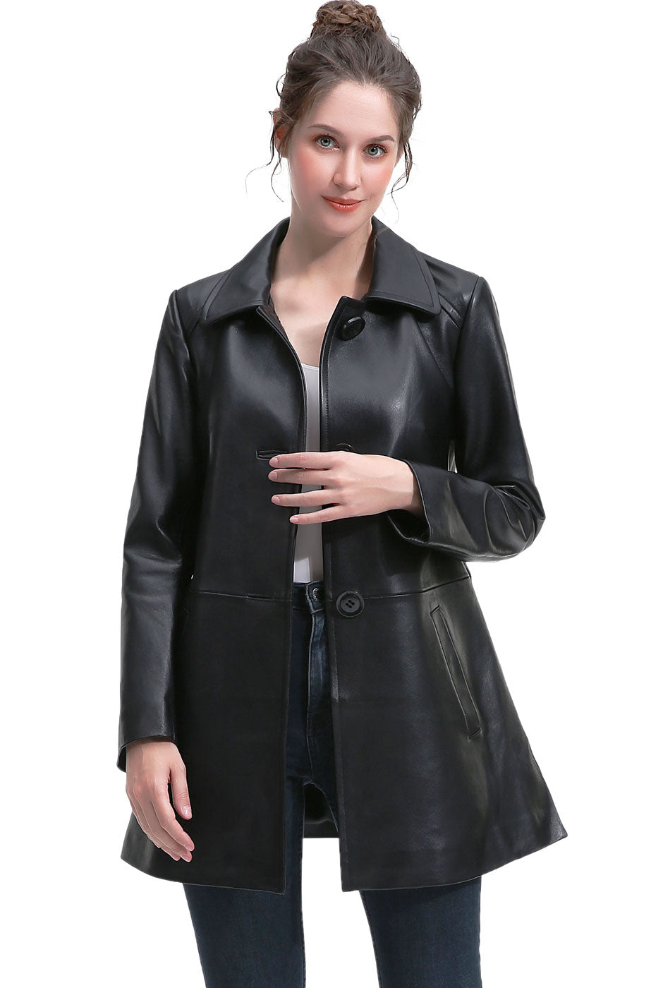 BGSD Women Yeira Lambskin Leather Coat