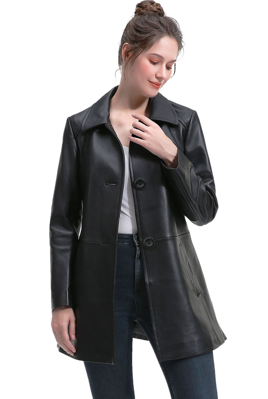 BGSD Women Yeira Lambskin Leather Coat