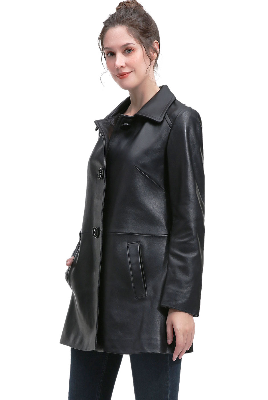 BGSD Women Yeira Lambskin Leather Coat