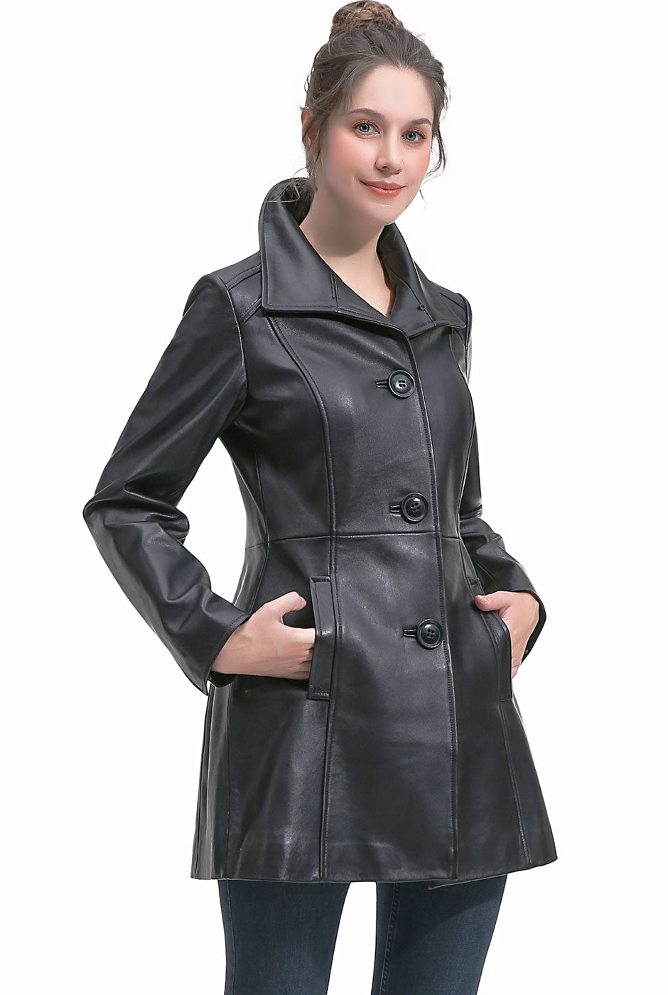 BGSD Women Sarai Lambskin Leather Coat