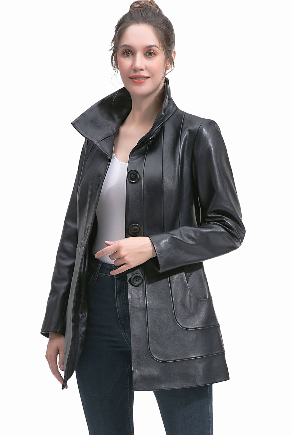 BGSD Women Erika Lambskin Leather Coat