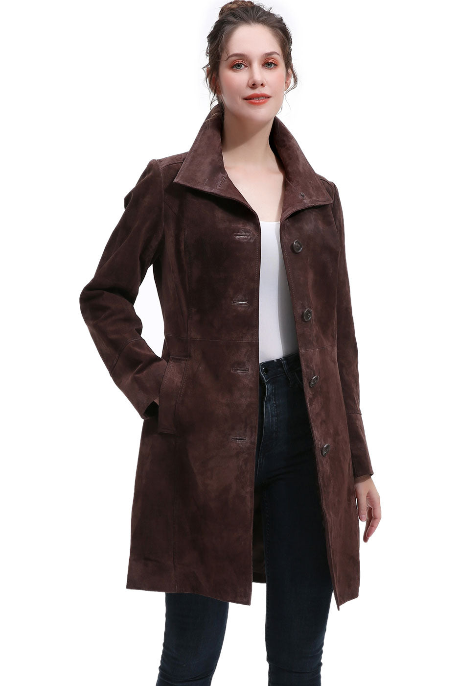 BGSD Women Janel Suede Leather Walking Coat