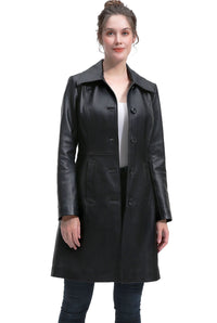 BGSD Women Maisy Lambskin Leather Long Coat