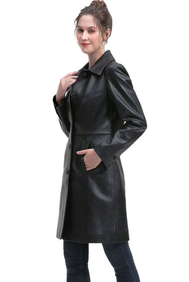 BGSD Women Maisy Lambskin Leather Long Coat